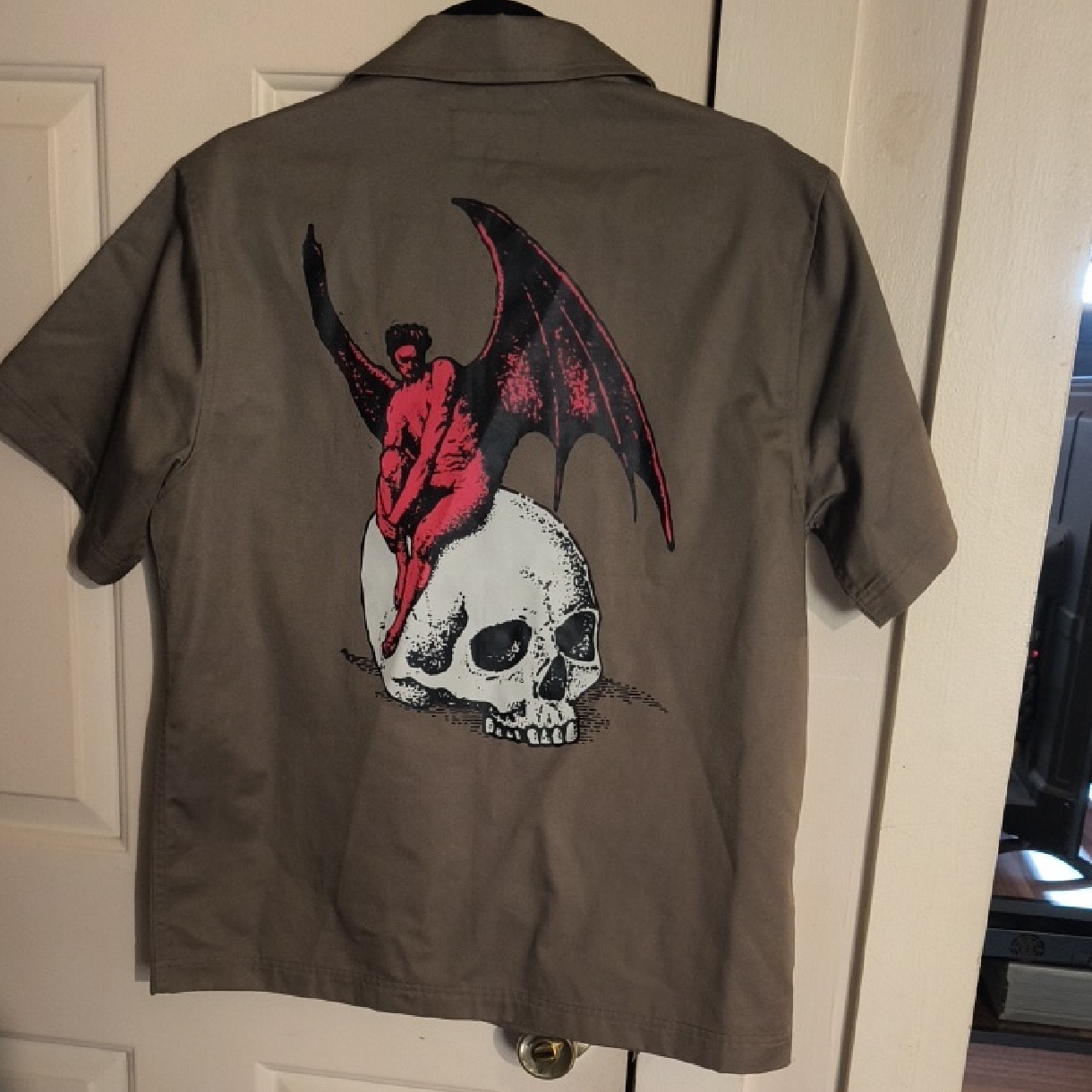 Brown Shirt With Red Devil Graphic